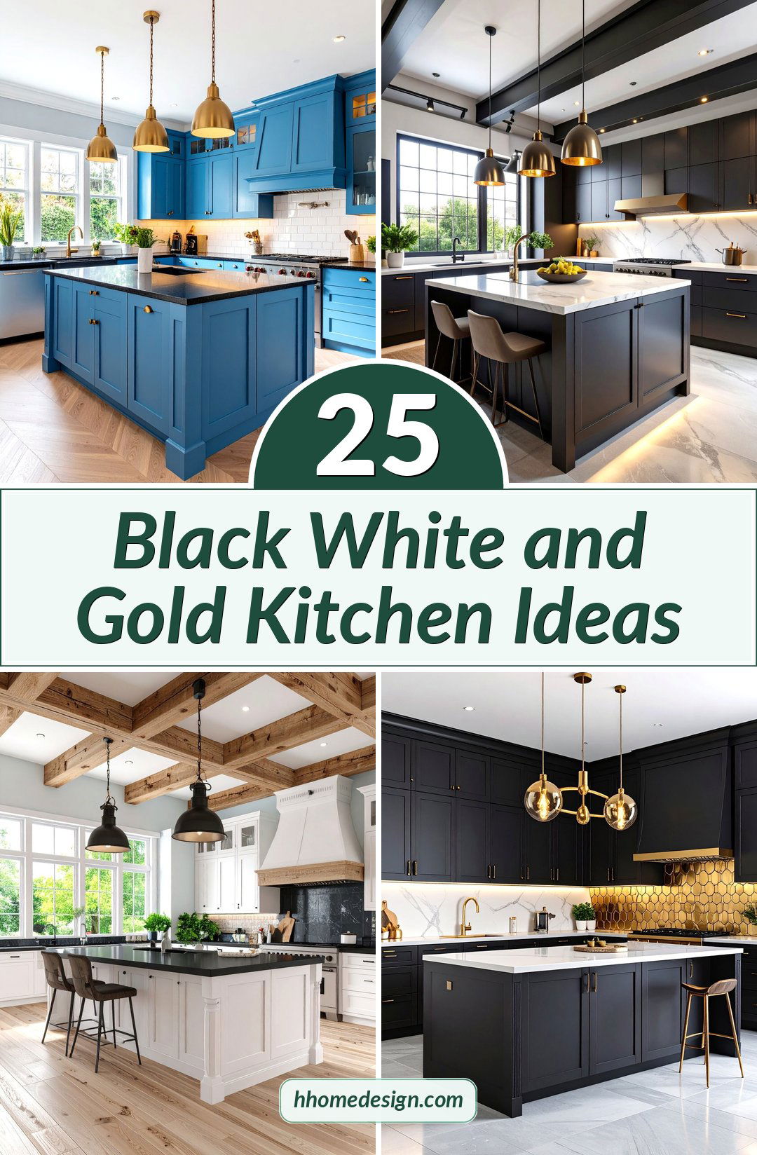 25 Black White and Gold Kitchen Ideas