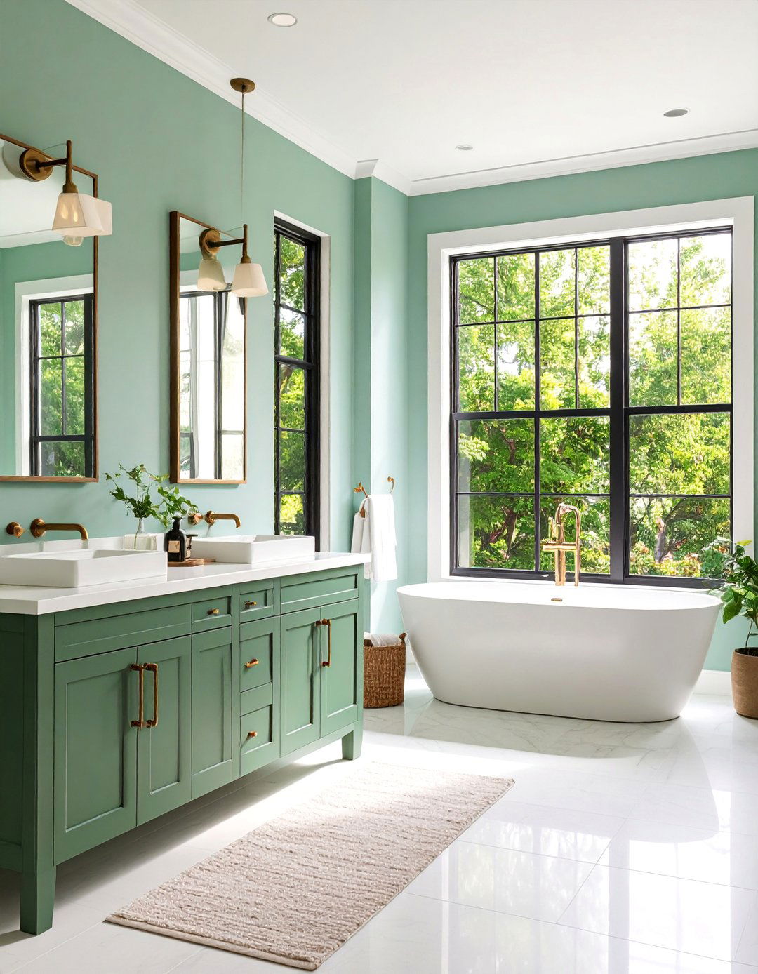 Black Window Frames and Hardware - 25 Black and White Bathroom Ideas