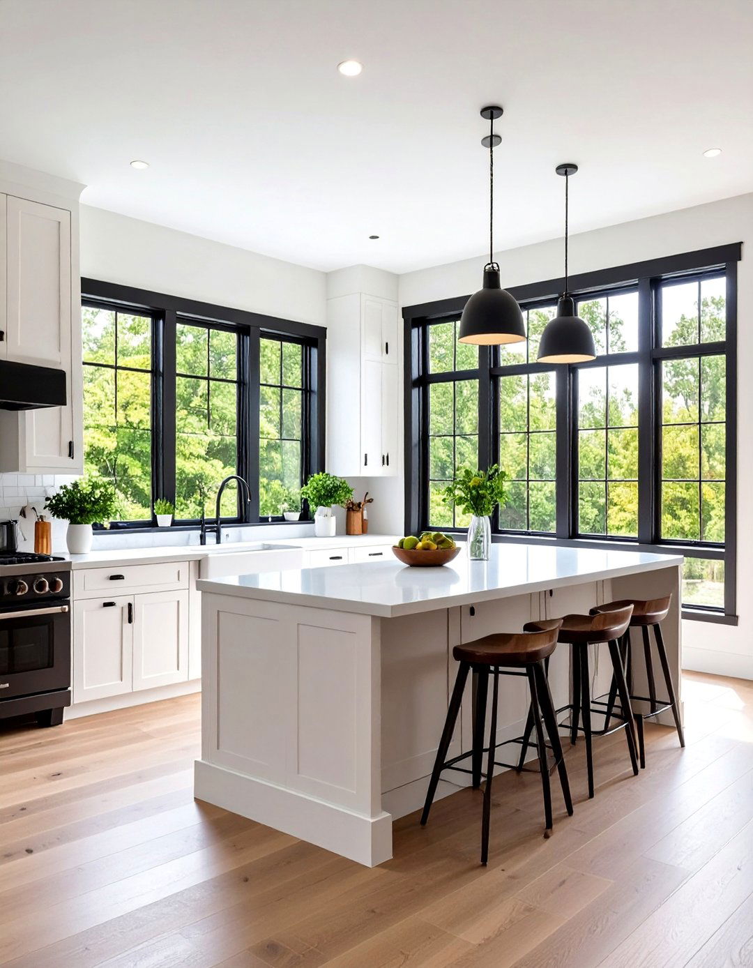 Black Window Trim with White Walls - 25 Modern Window Trim Ideas