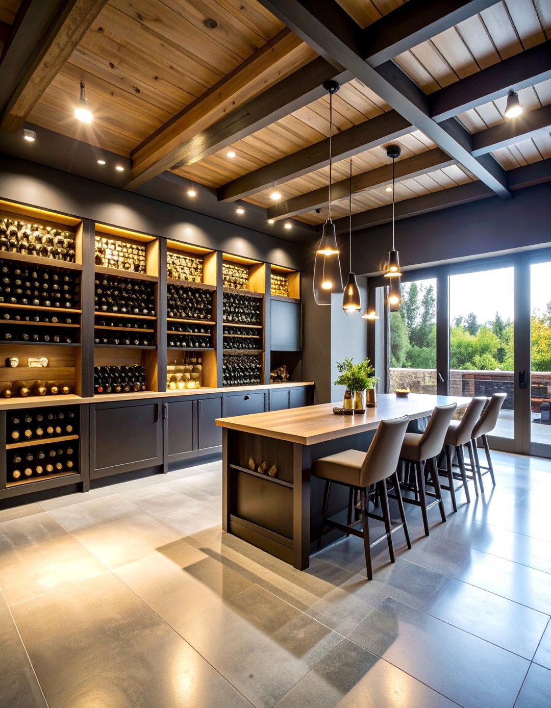 Black Wine Storage and Tasting Room - 25 Black Garage Ideas