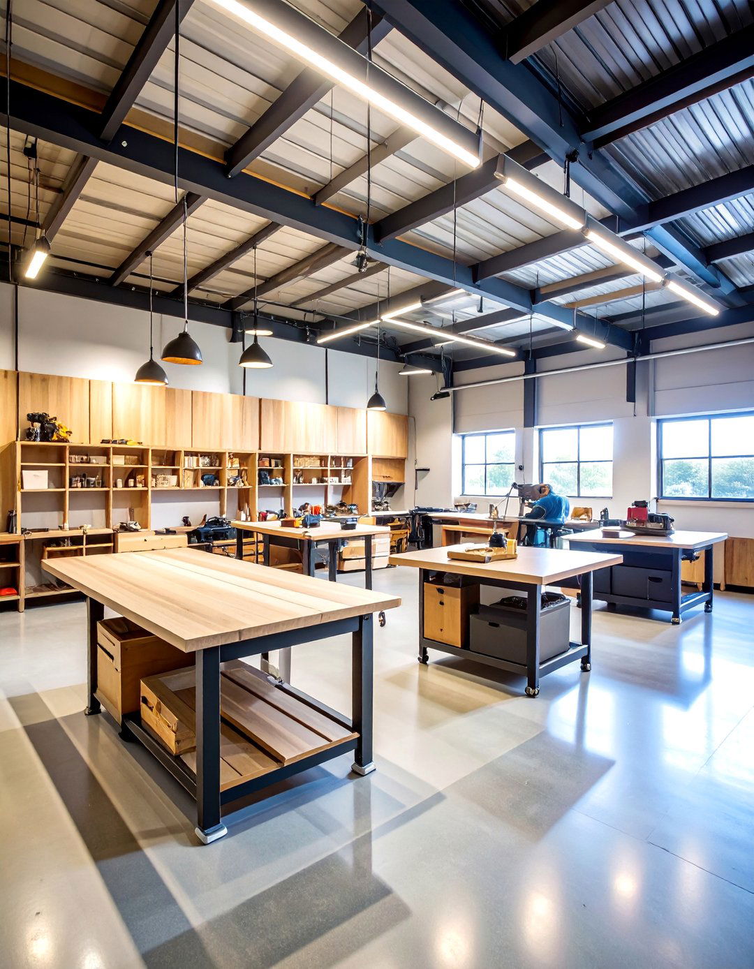 Black Woodworking Shop with Dust Collection - 25 Black Garage Ideas