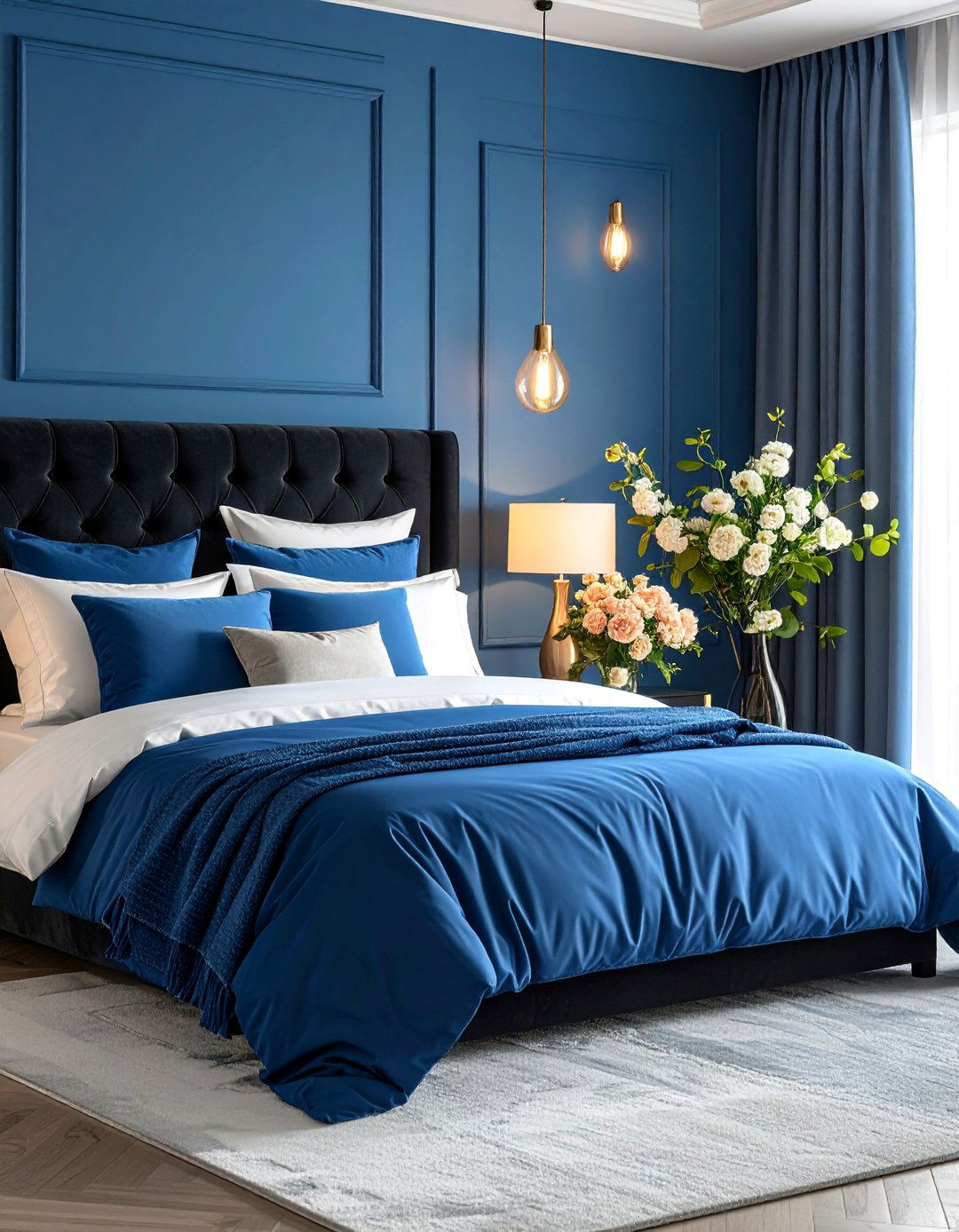 Black and Blue Romantic Bedroom Escape - 25 Black and Blue Bedroom Ideas