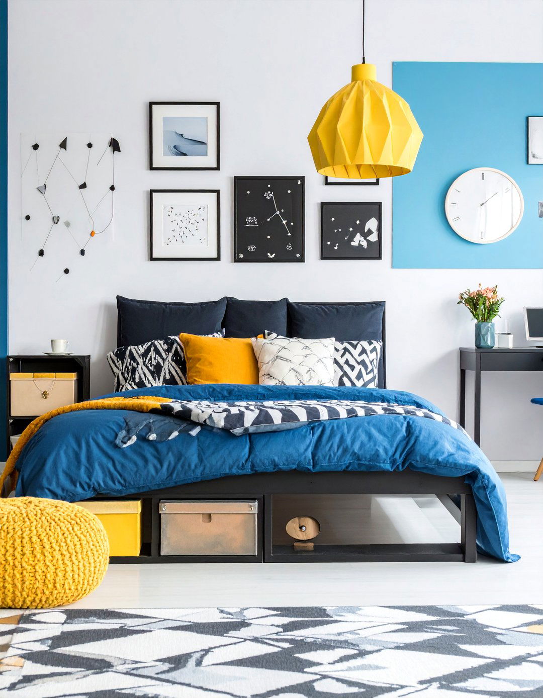 Black and Blue Teen Bedroom Design - 25 Black and Blue Bedroom Ideas