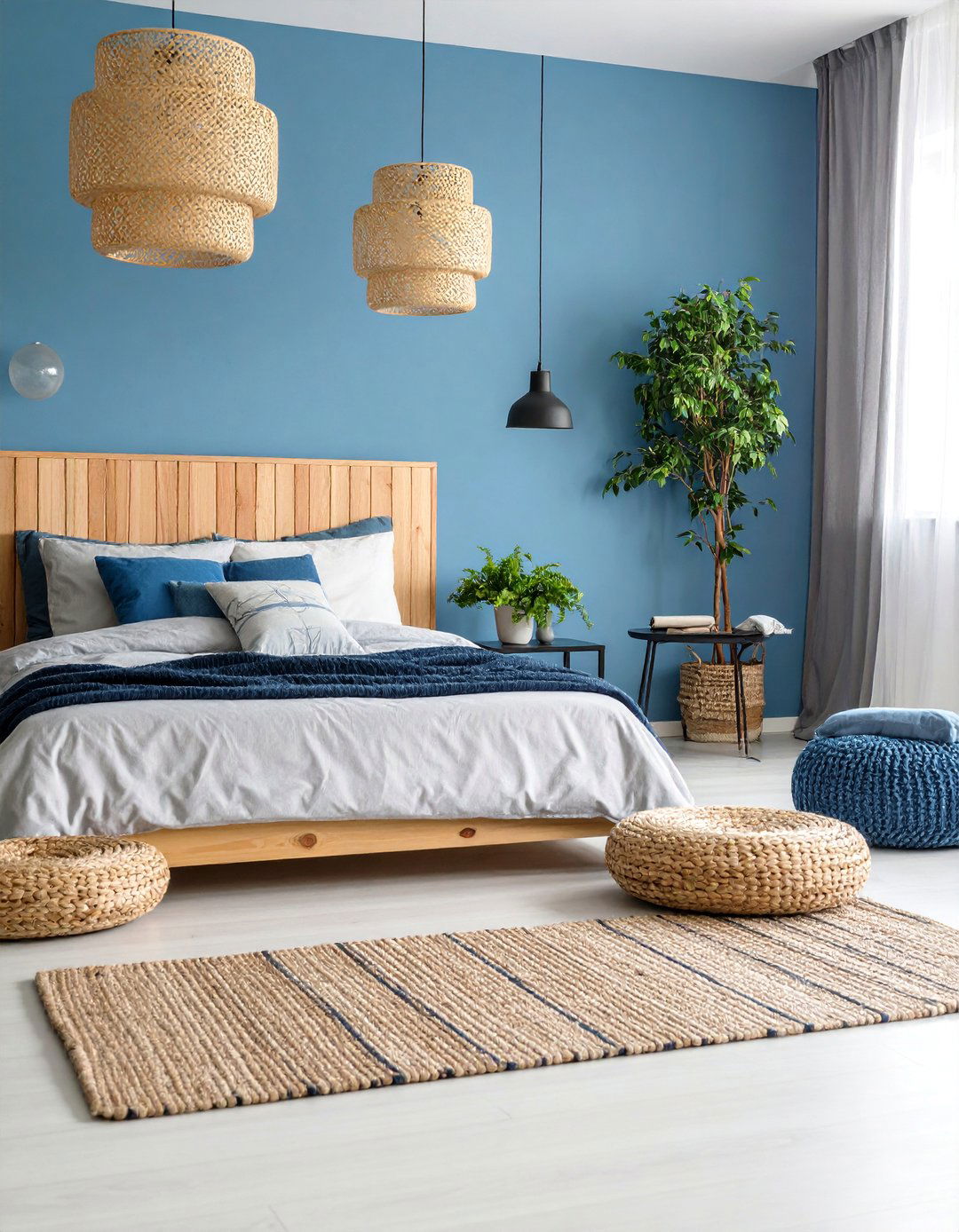 Black and Blue Zen Meditation Bedroom - 25 Black and Blue Bedroom Ideas