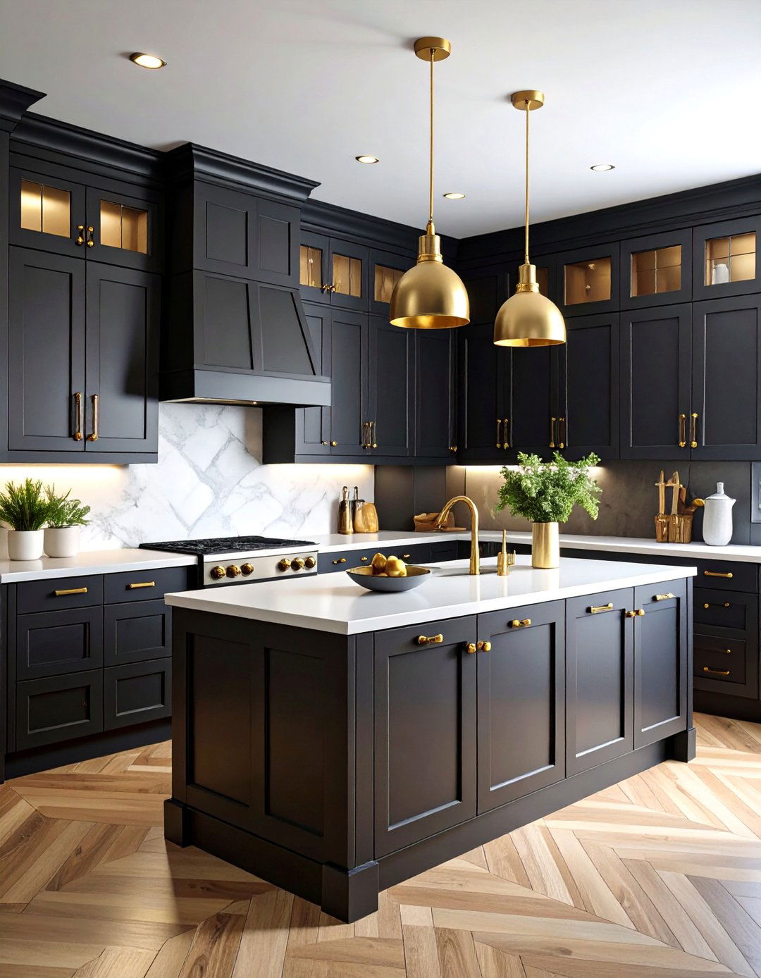Black and Brass Dramatic Kitchen - 25 Transitional Kitchen Ideas
