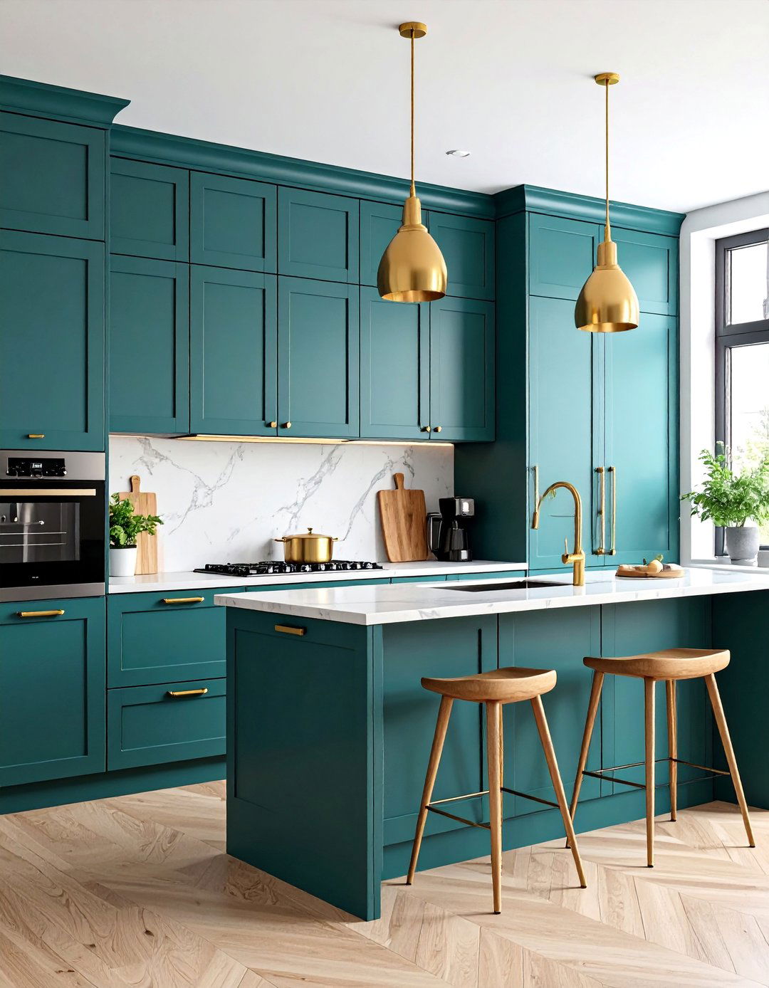 Black and Brass Minimalist Kitchen with Hidden Storage - 25 Dark Kitchen Ideas