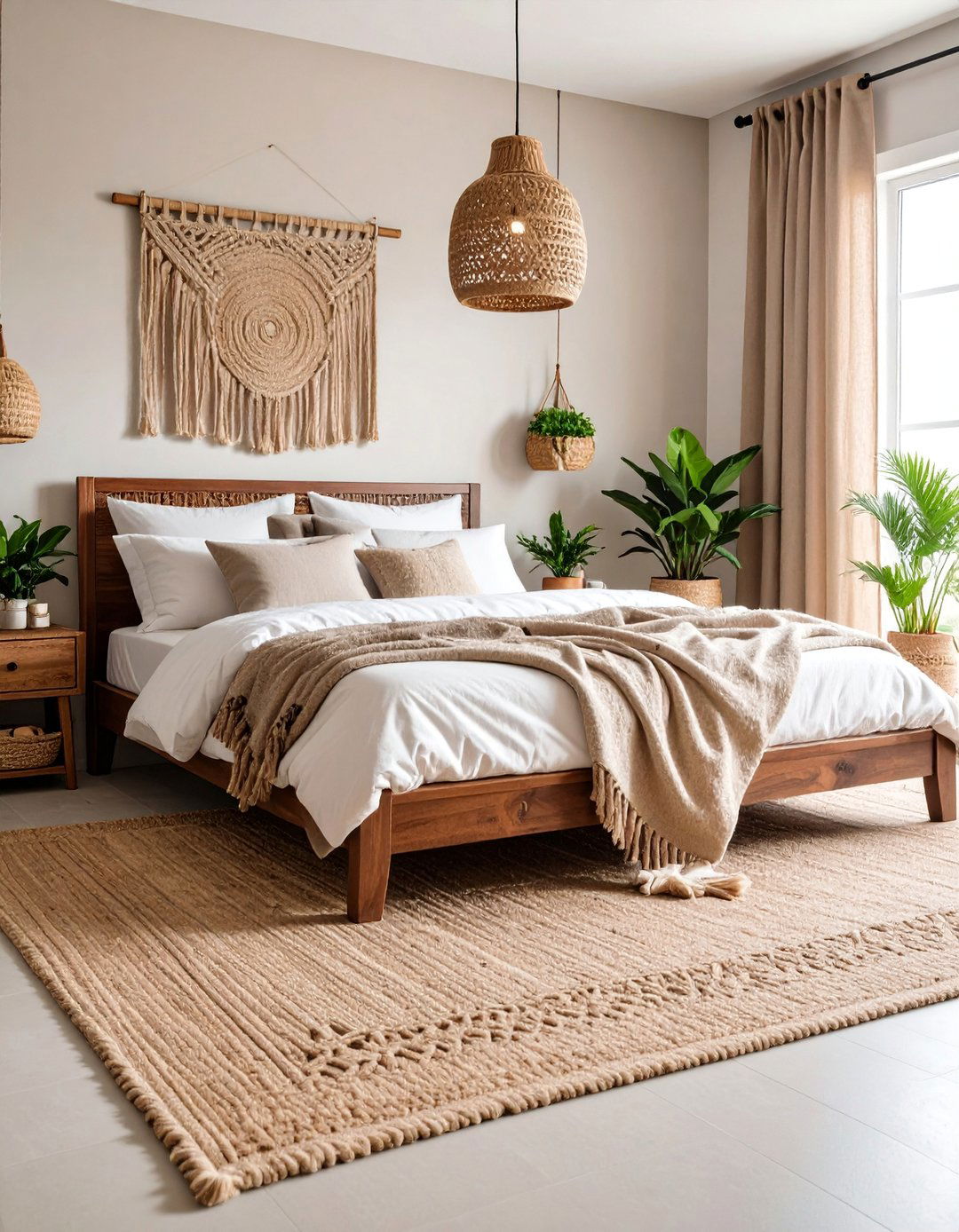 Black and Brown Bedroom with Natural Fiber Textures - 25 Black and Brown Bedroom Ideas