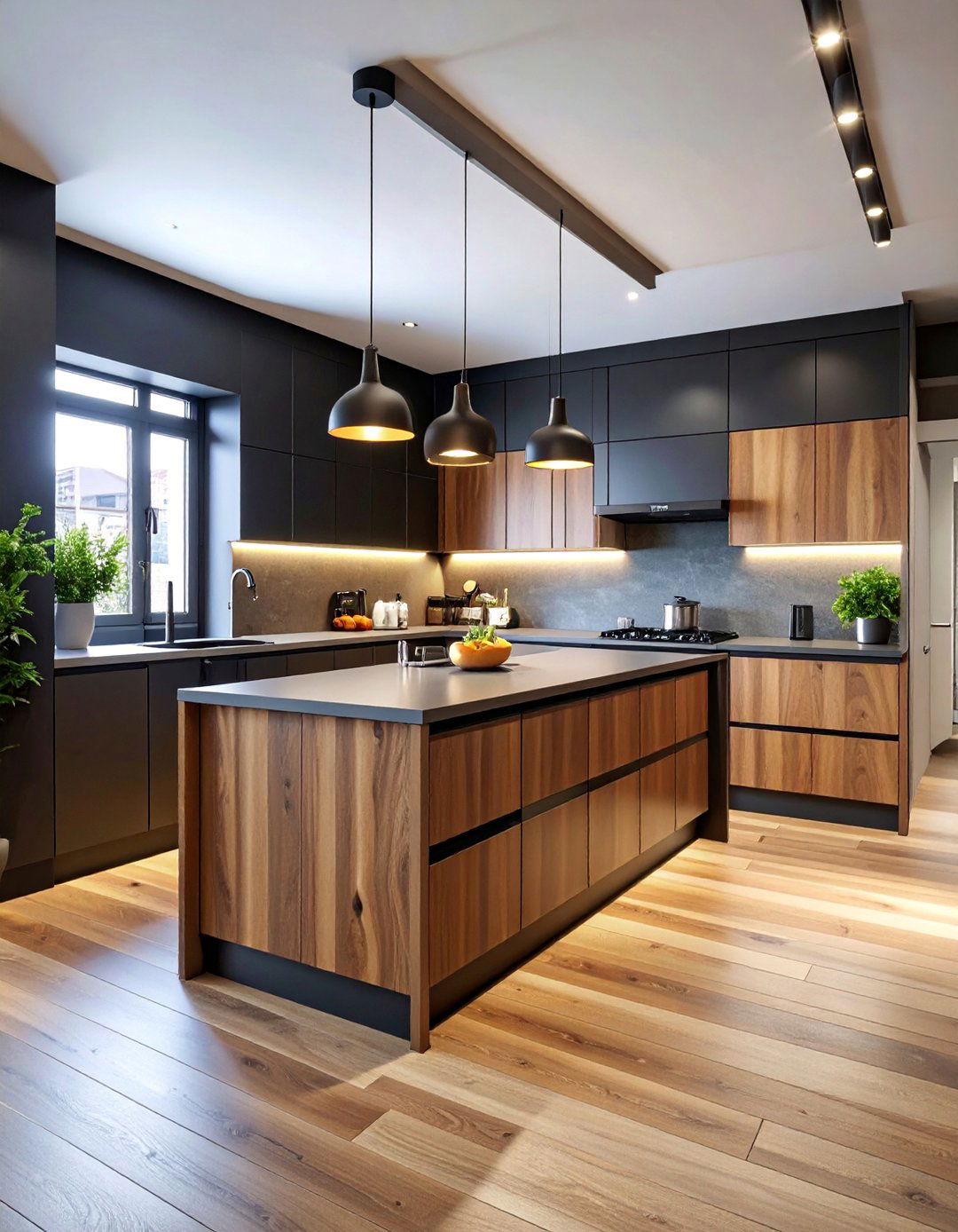 Black and Brown Galley Kitchen Design - 25 Black and Brown Kitchen Ideas