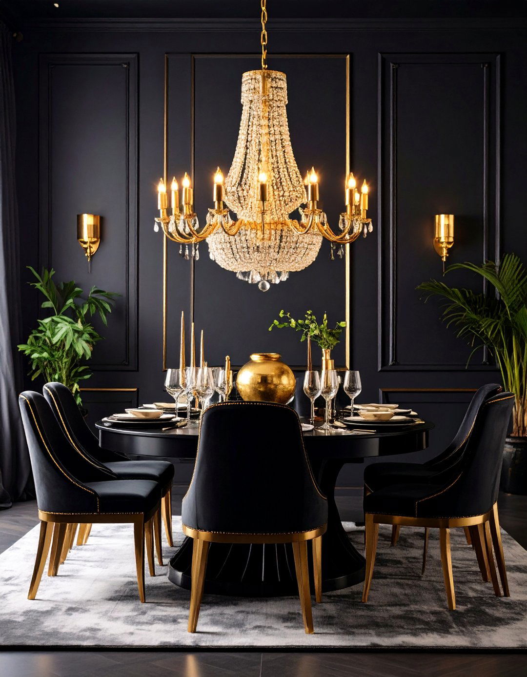 Black and Gold Drama - 25 Glam Dining Room Ideas