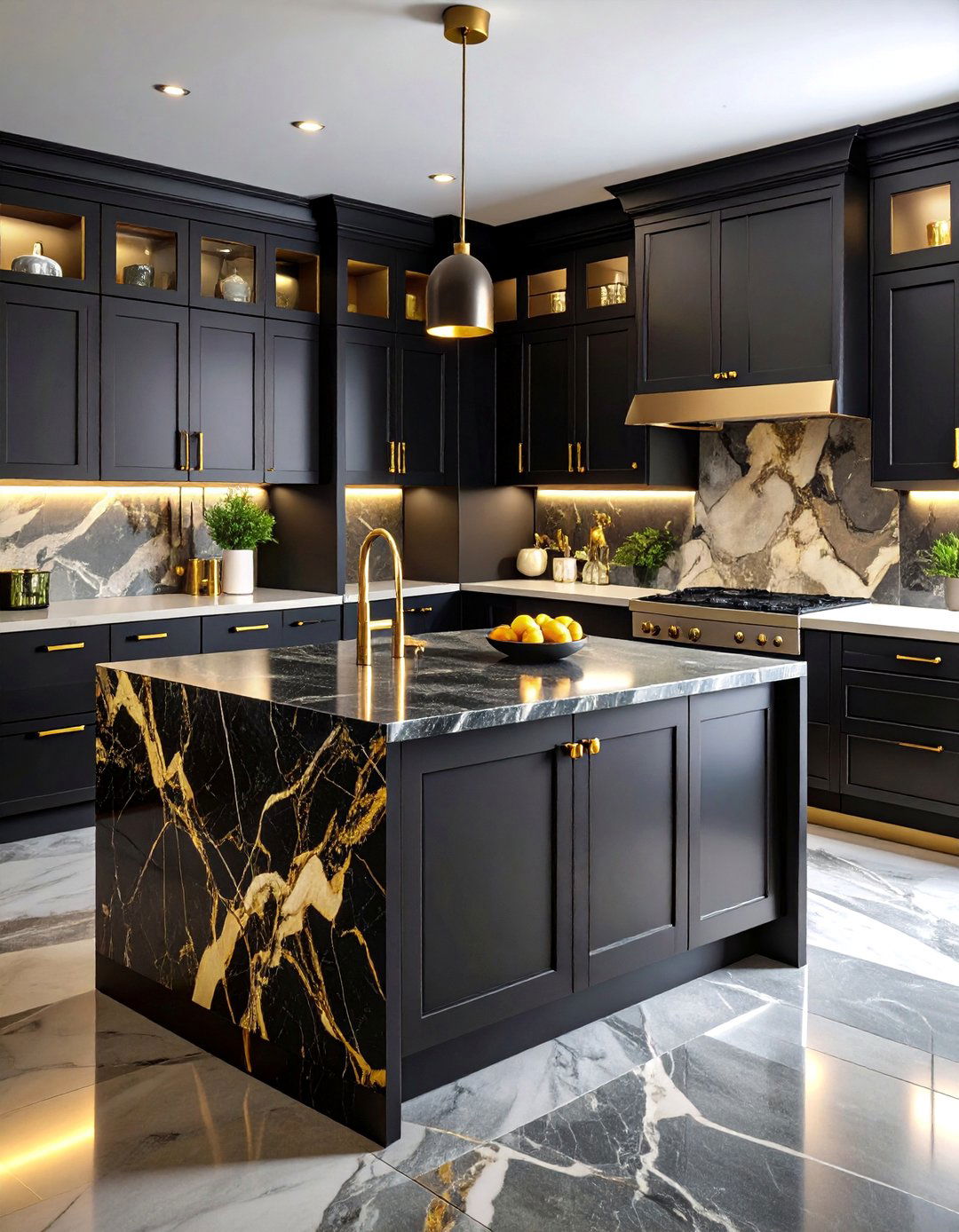 Black and Gold Kitchen with Dramatic Luxury - 25 Luxury Kitchen Ideas