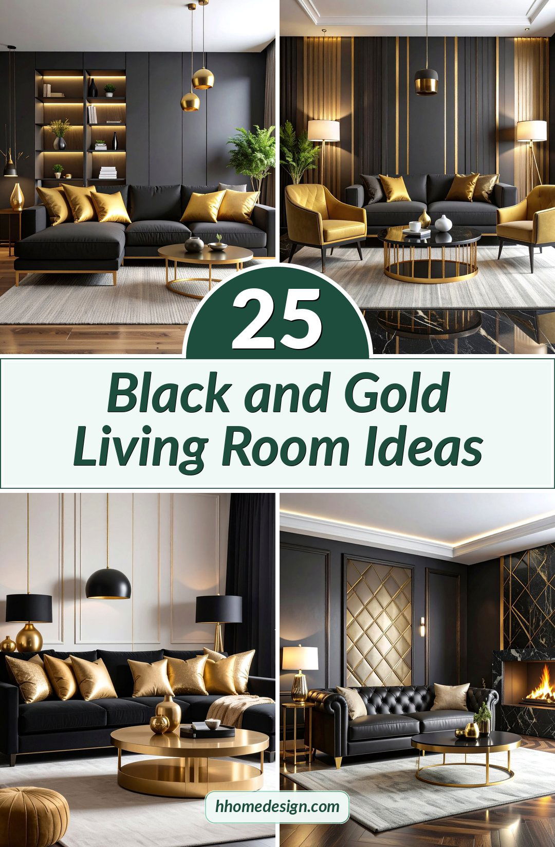 25 Black and Gold Living Room Ideas