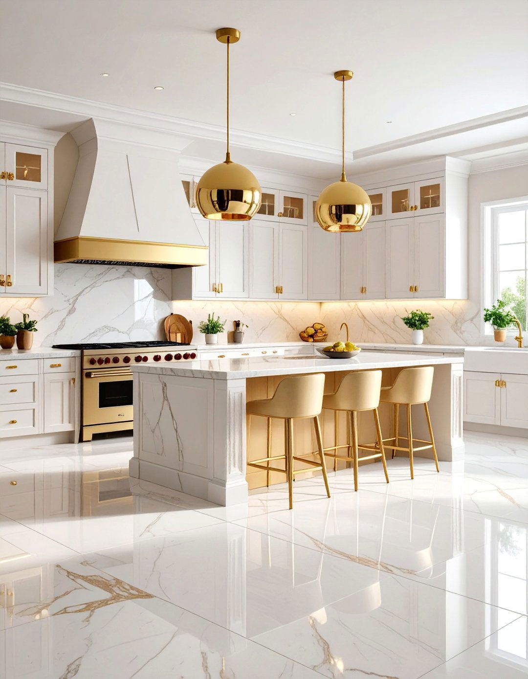 Black and Gold Luxe Travertine Floor Kitchen - 25 Travertine Floor Kitchen Ideas