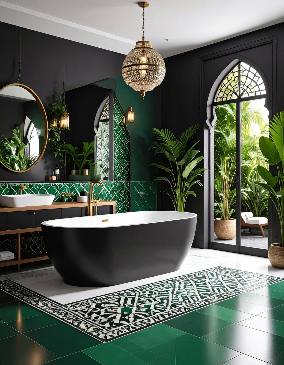 Black and Green Moroccan Tile Pattern - 25 Black and Green Bathroom Ideas