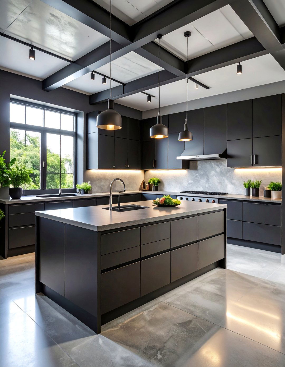 Black and Stainless Steel Industrial Kitchen - 25 Two Tone Kitchen Cabinet Ideas