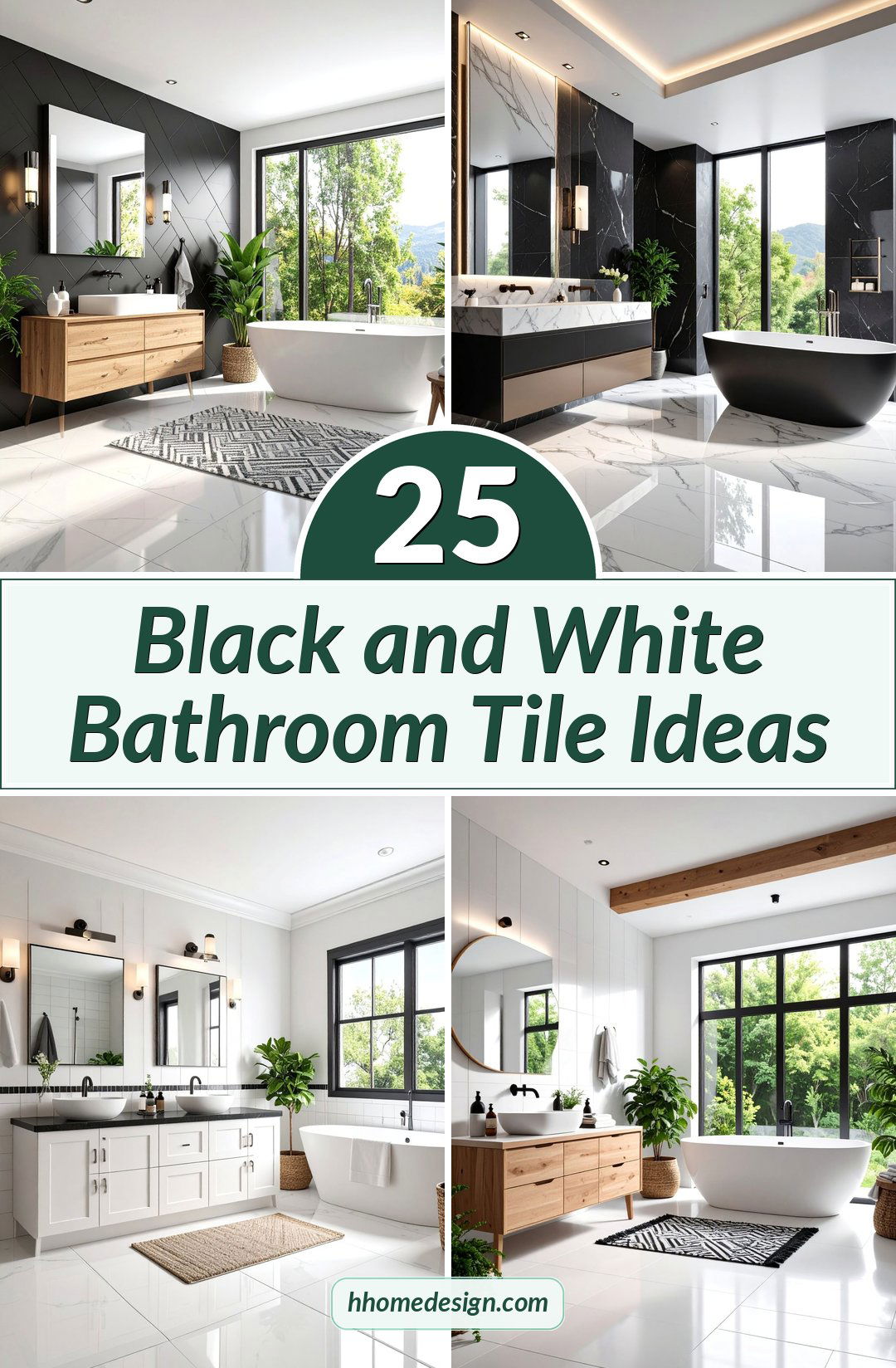 25 Black and White Bathroom Tile Ideas