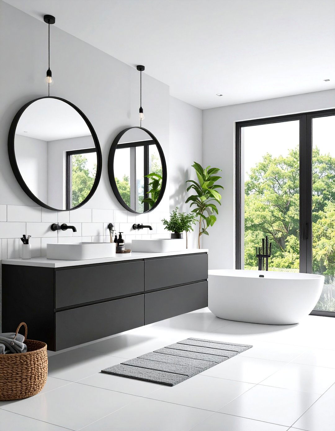 Black and White Bathroom with Bold Contrasts - 25 Scandinavian Bathroom Ideas