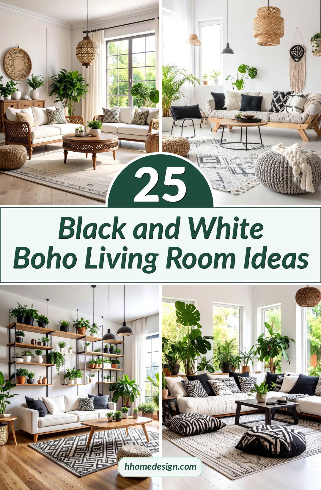 25 Black and White Boho Living Room Ideas