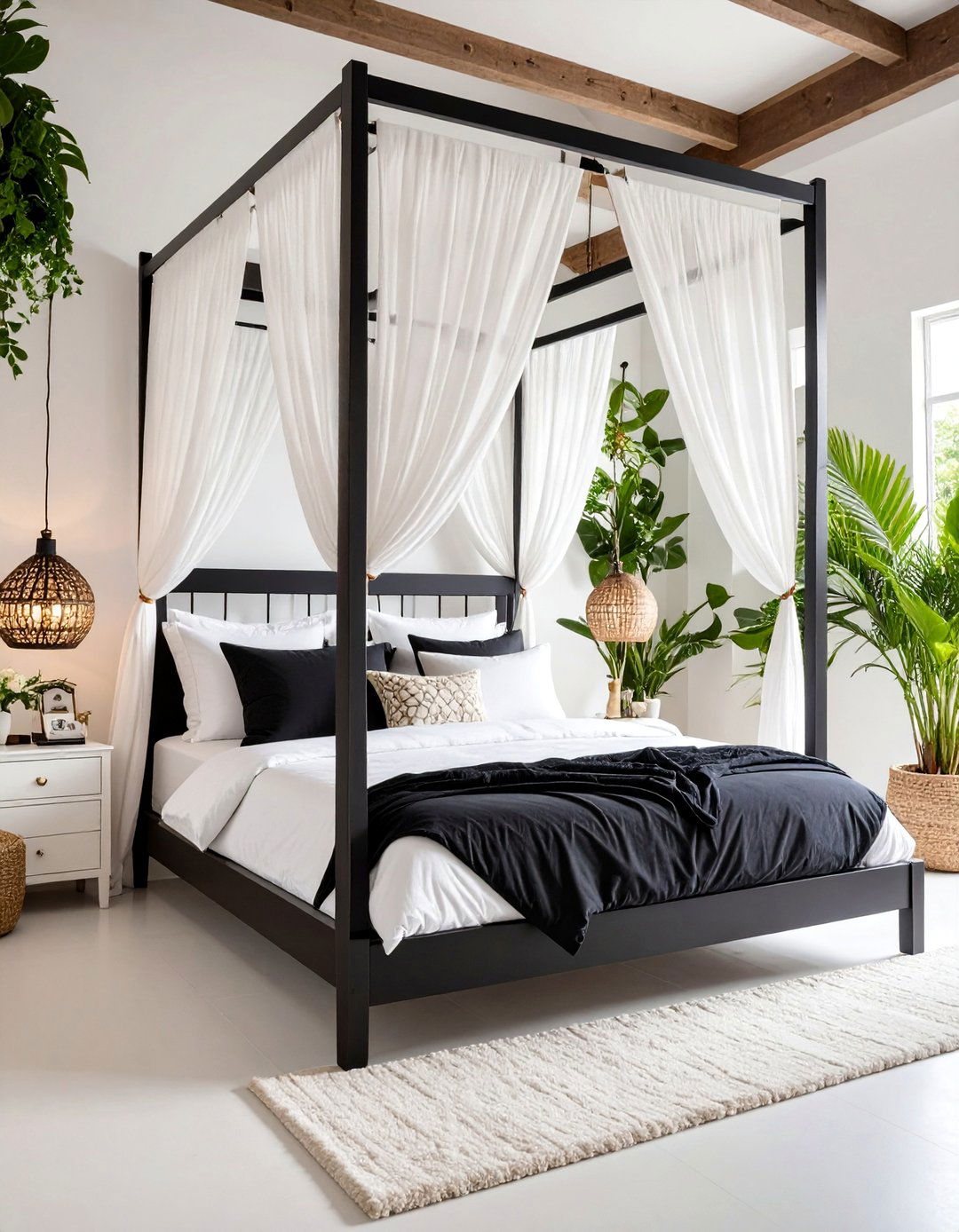 Black and White Canopy Bed Bedroom - 25 Black and White Bedroom Ideas