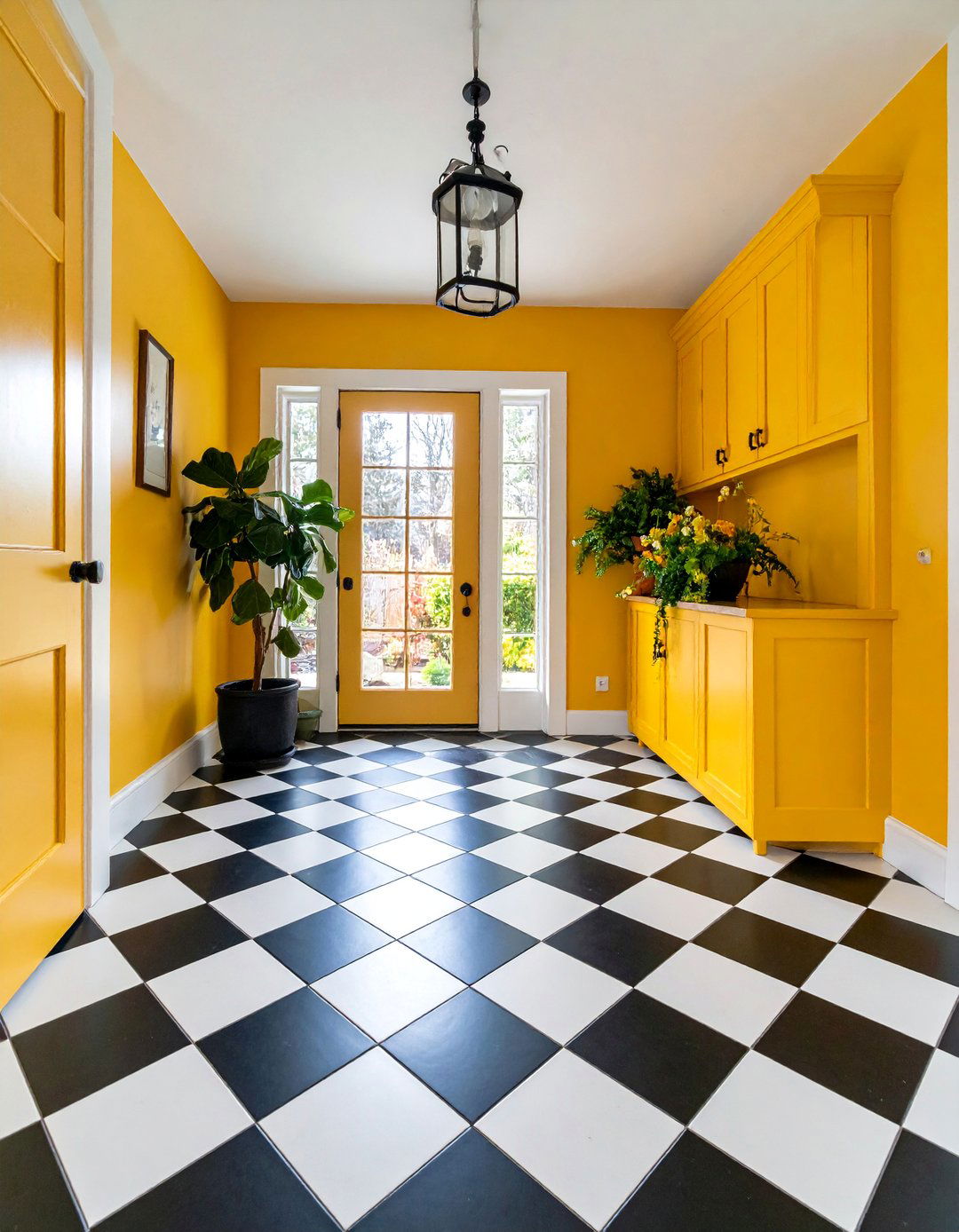 Black and White Checkerboard Ceramic Tiles - 25 Mudroom Tile Floor Ideas