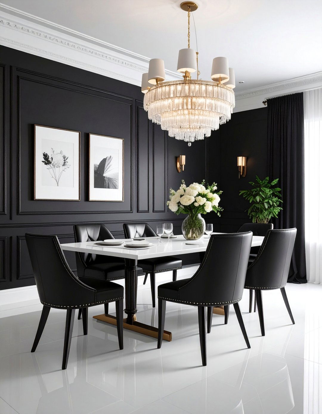 Black and White Contrast Dining Room - 25 masculine dining room ideas