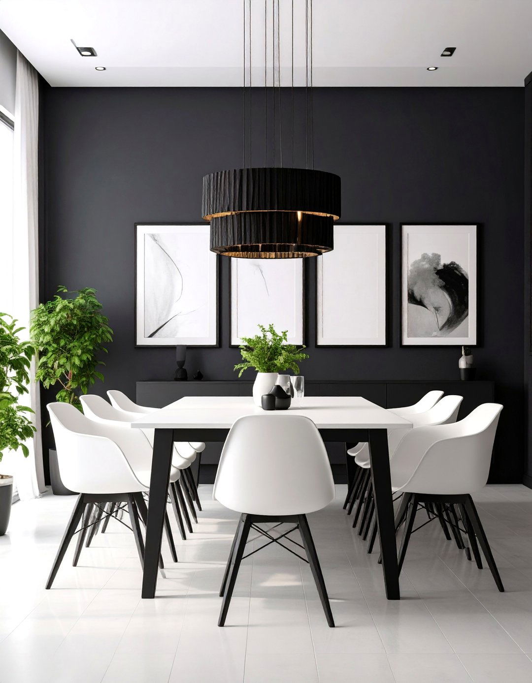 Black and White Contrast Drama - 25 Moody Dining Room Ideas