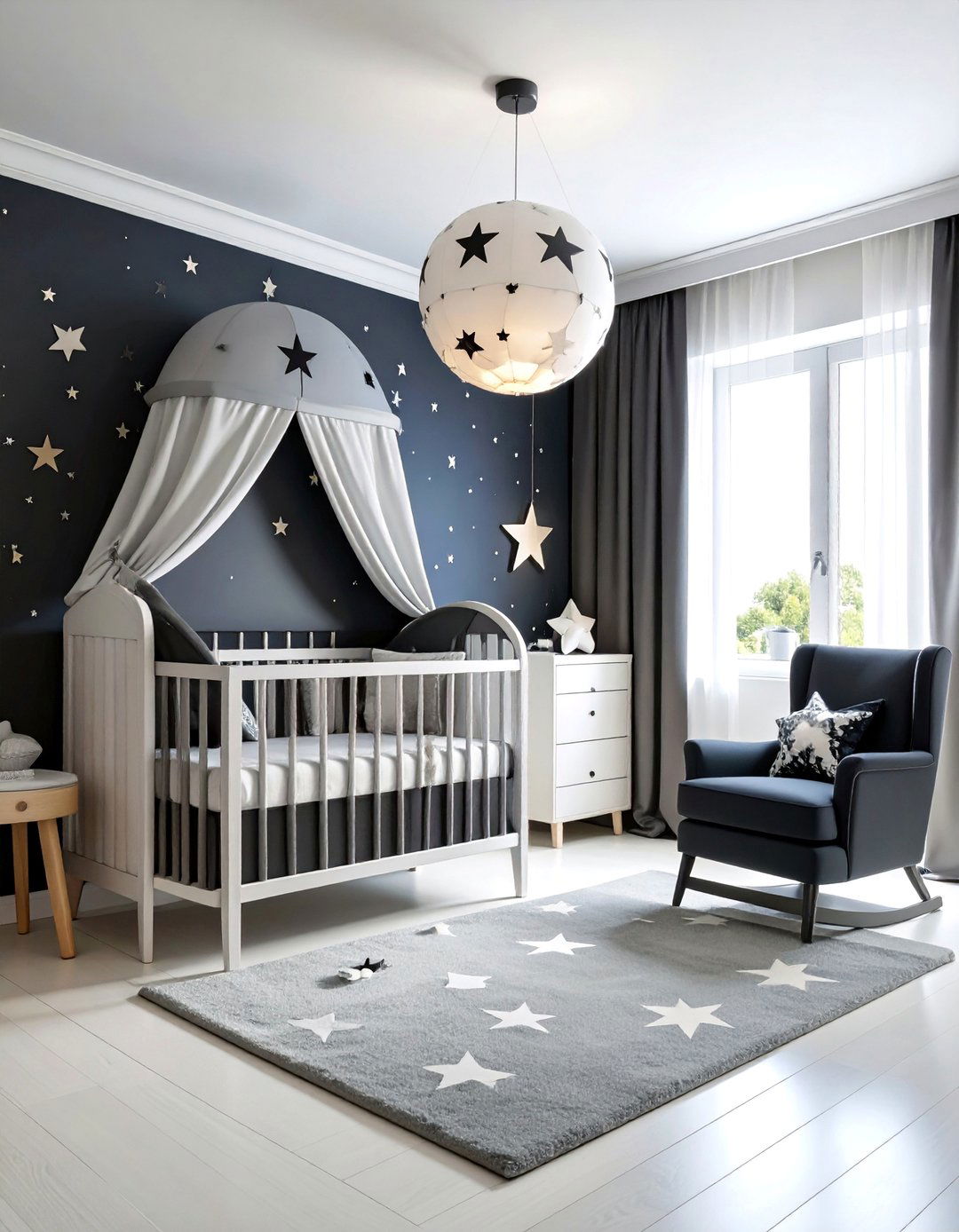 Black and White Cosmic Contrast - 25 Space-themed Nursery Ideas