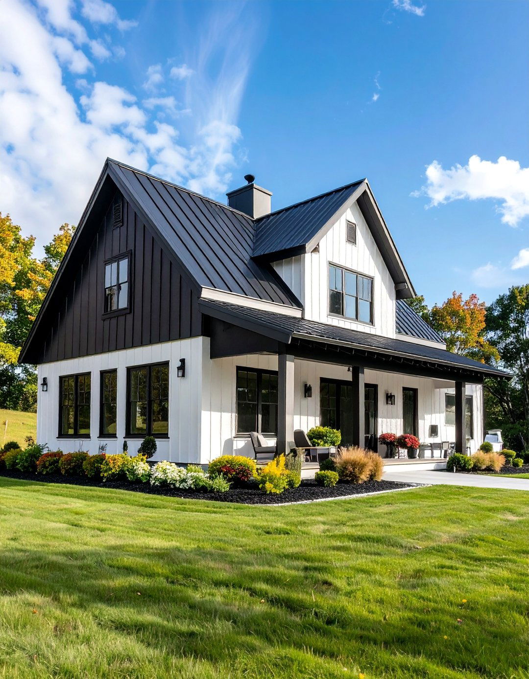 Black and White Farmhouse Modern - 25 Barndominium Exterior Ideas