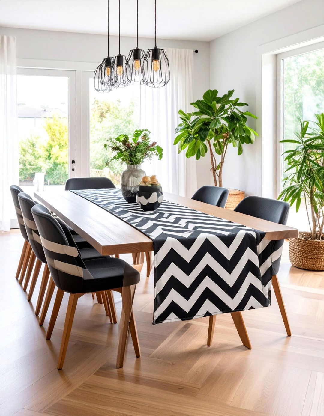 Black and White Graphic Table Runner - 25 Table Runner Ideas
