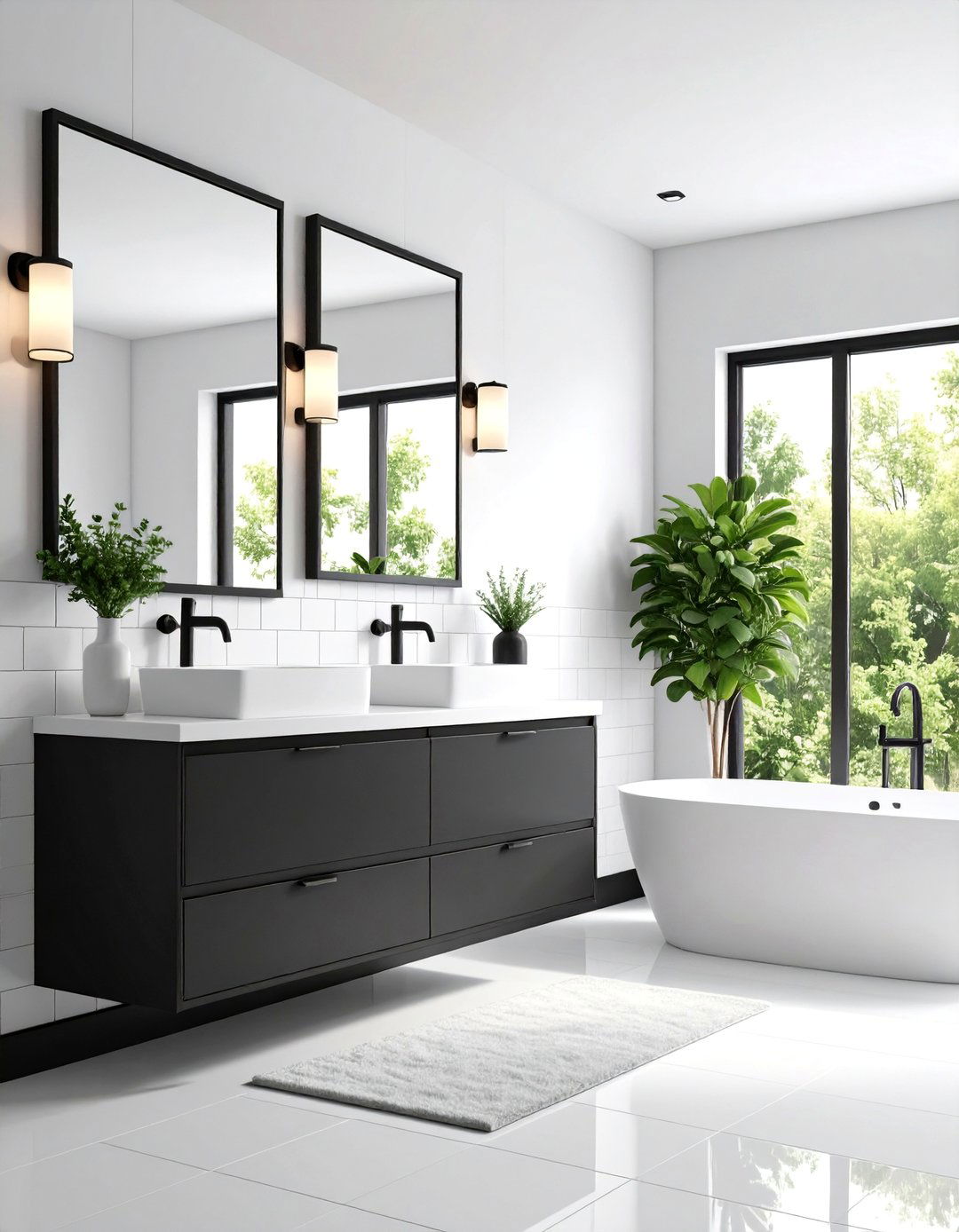 Black and White Half Bathroom with Classic Contrast - 25 Half Bathroom Ideas