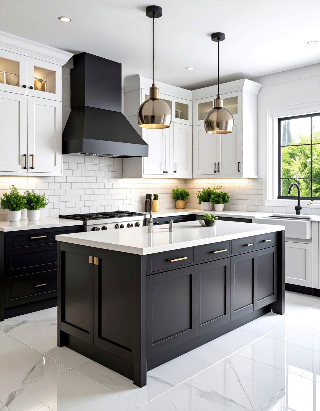 Black and White High Contrast Galley Kitchen - 25 Galley Kitchen Ideas