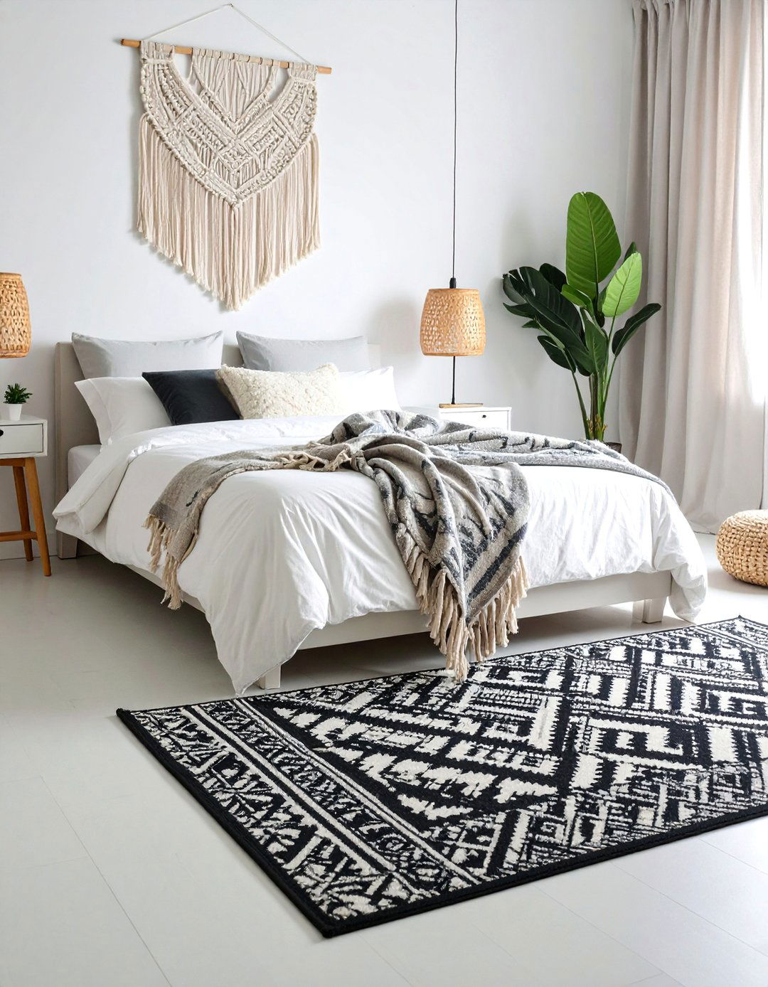 Black and White Minimalist Boho Rug - 25 Boho Rug Ideas
