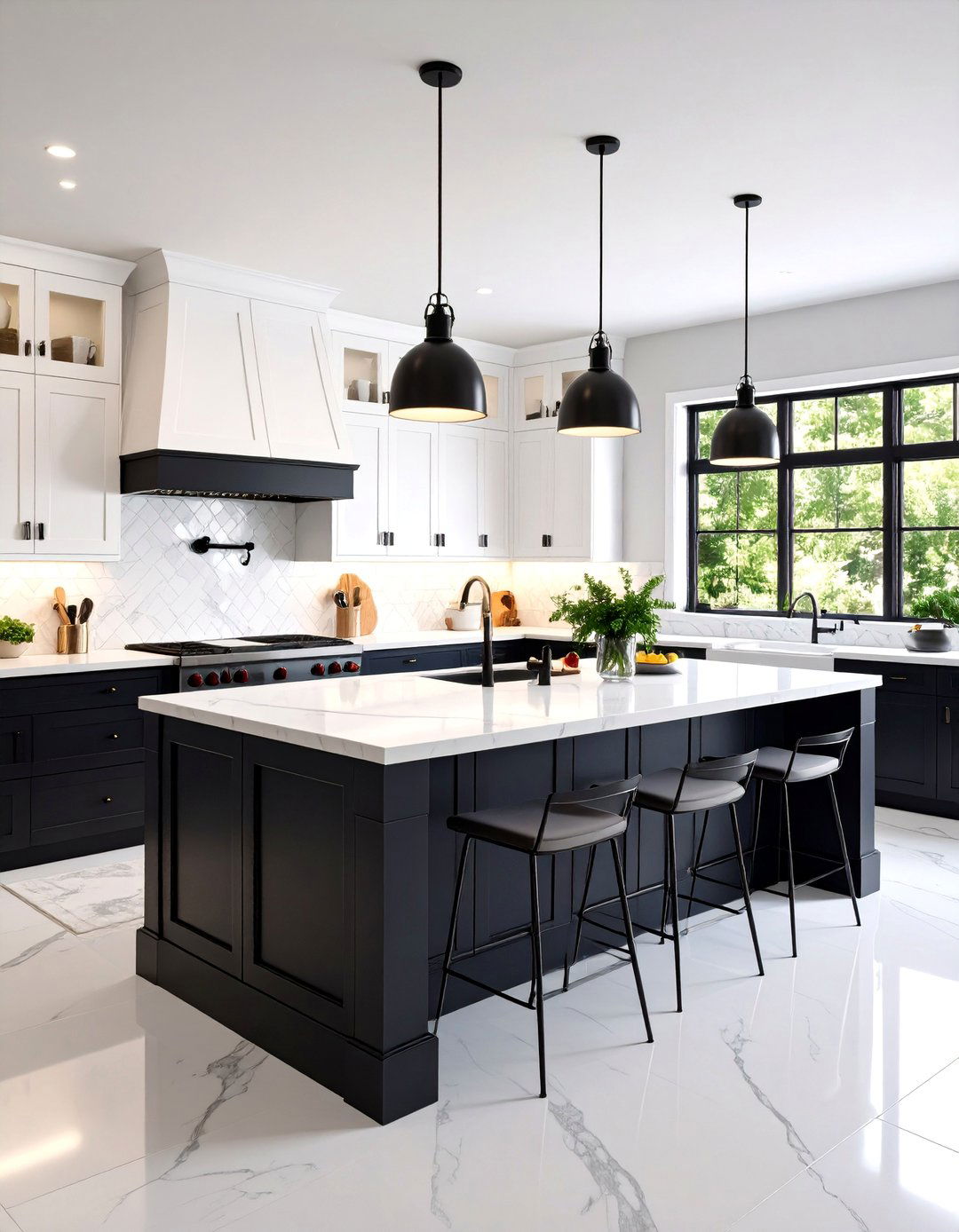 Black and White Modern Farmhouse Kitchen - 25 Farmhouse Kitchen Ideas