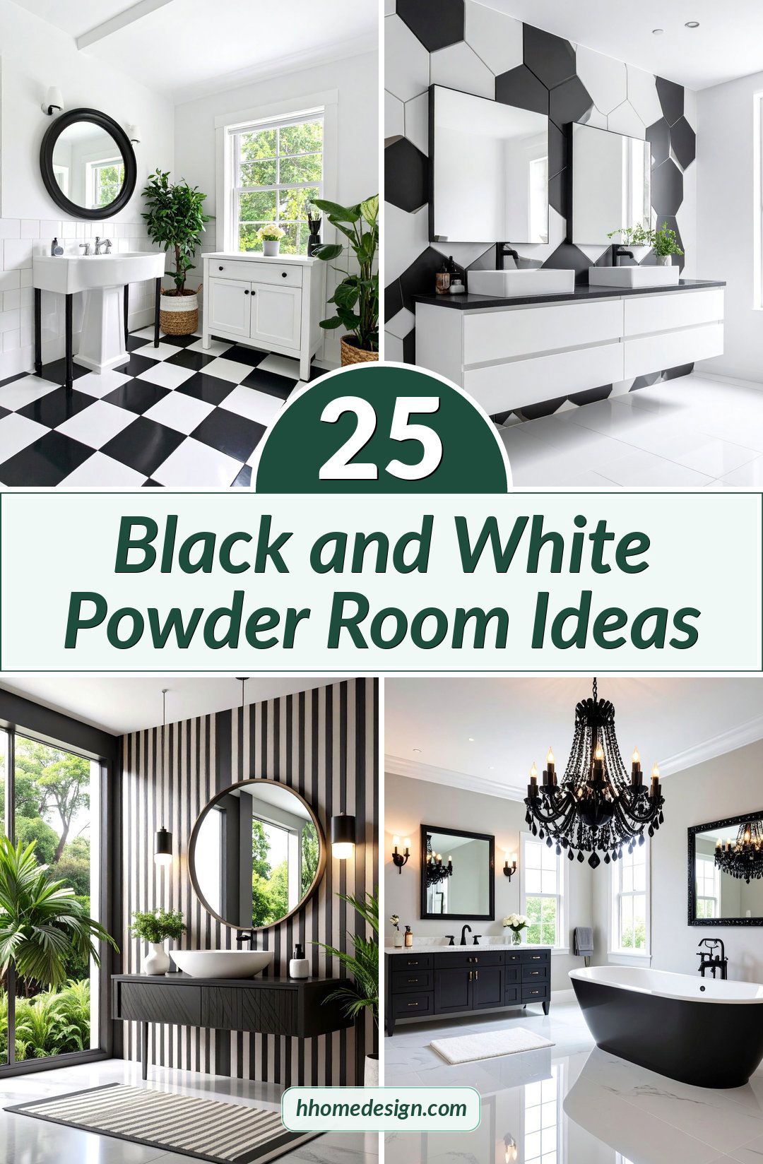 25 Black and White Powder Room Ideas