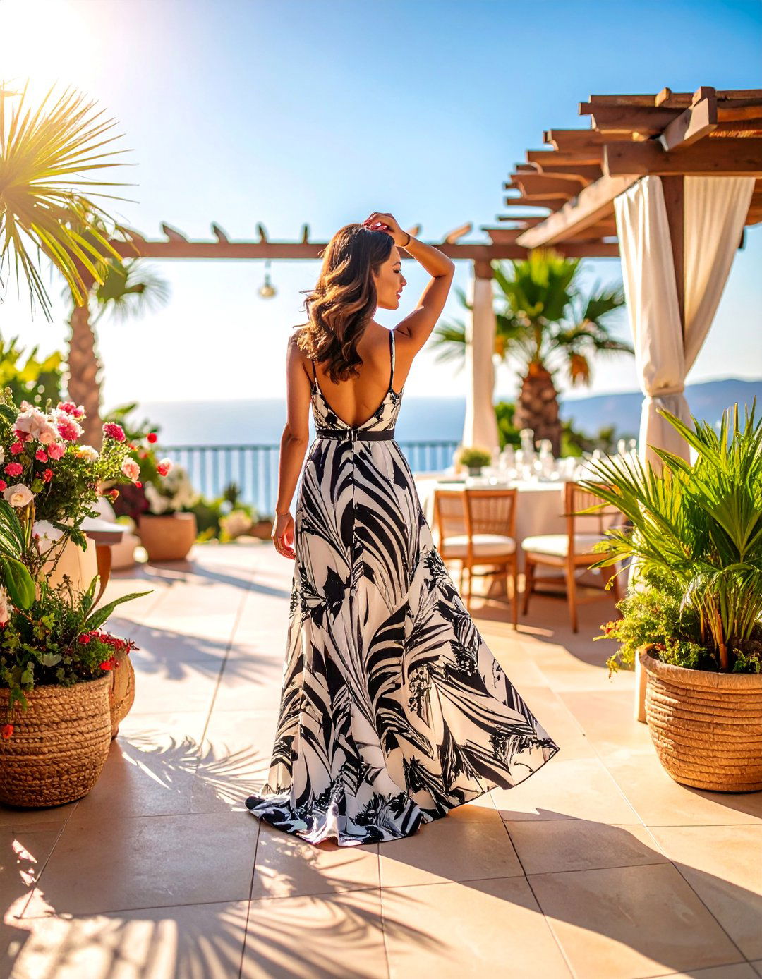 Black and White Print Midi for Timeless Appeal - 25 Guest Wedding Outfit Ideas