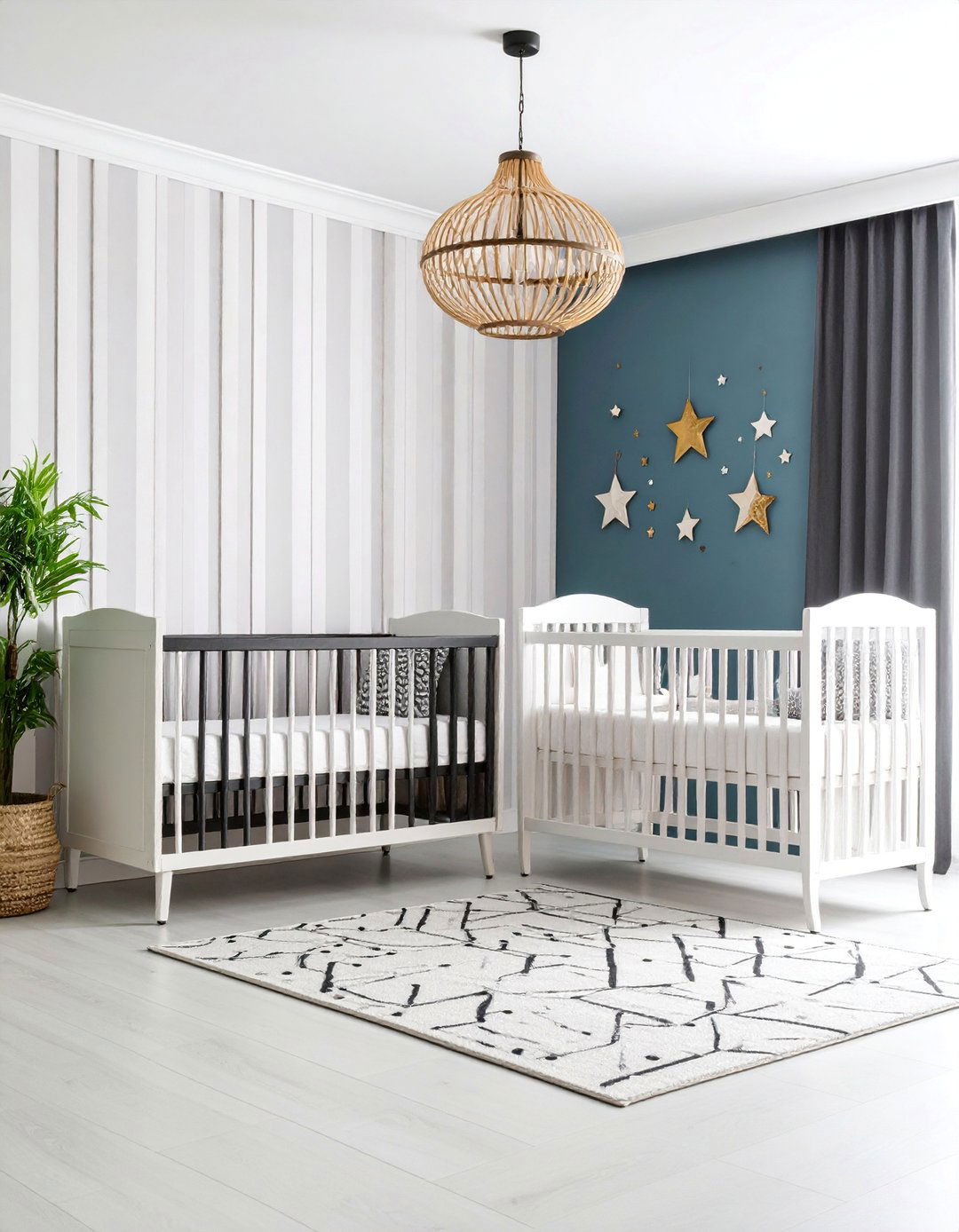 Black and White Twin Nursery with Bold Contrast - 25 Twin Nursery Ideas