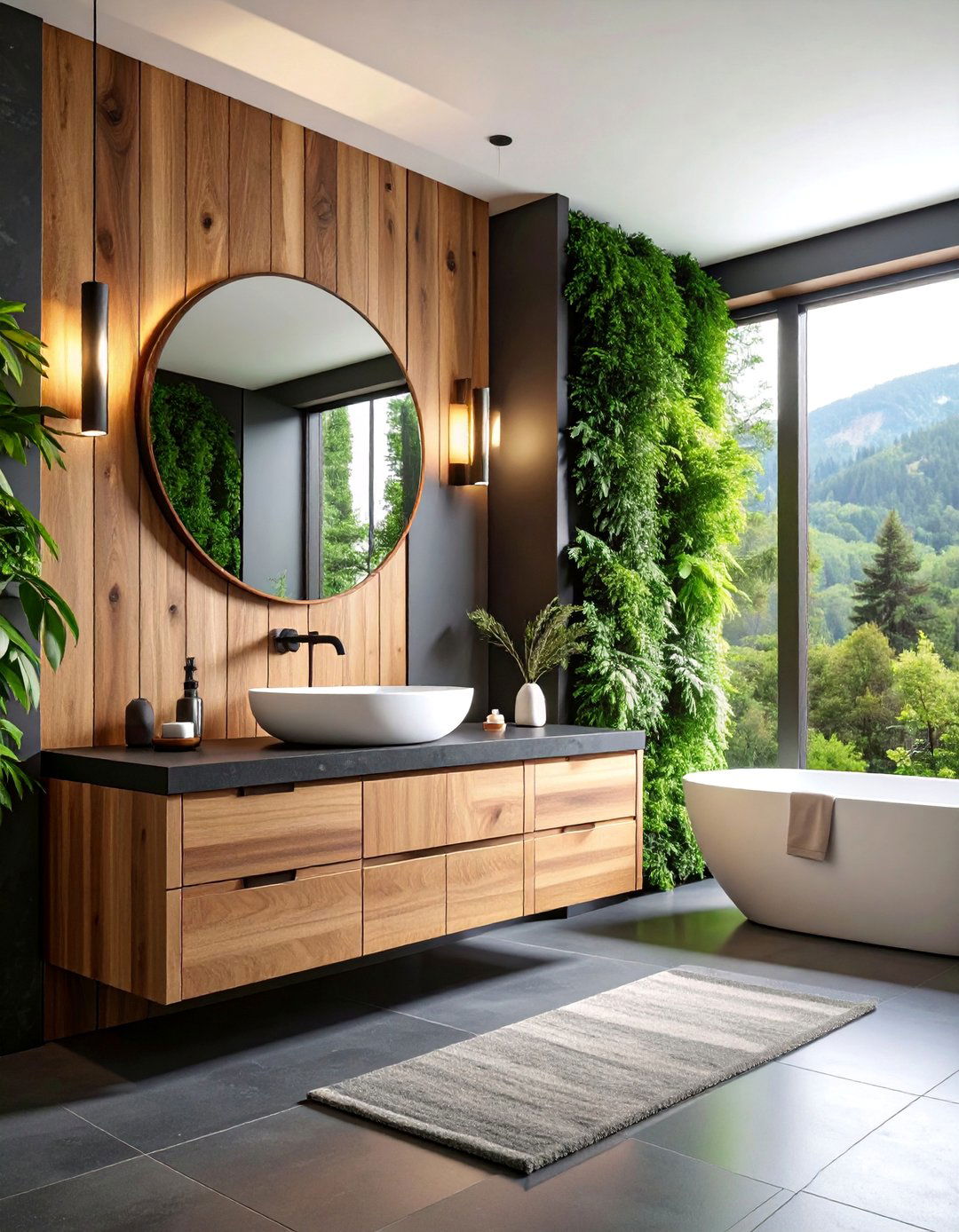 Blackened Shou Sugi Ban Wood Bathroom Vanity - 25 Wood Bathroom Vanity Ideas