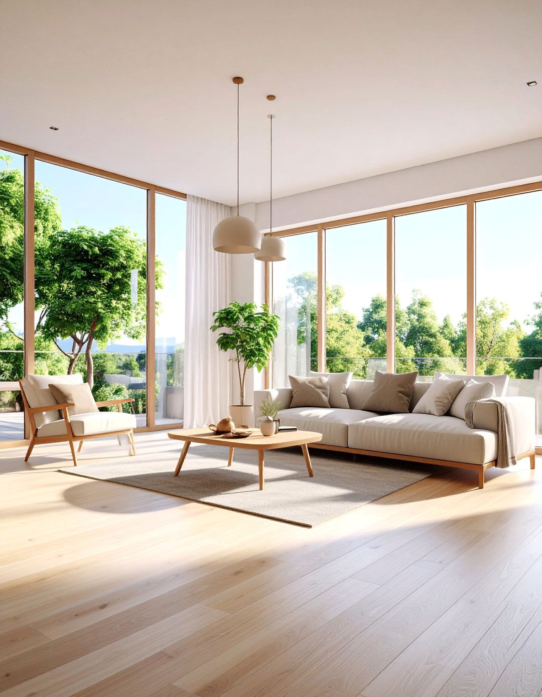 Bleached Ash Living Room with Modern Minimalism - 25 Living Room Wood Floor Ideas