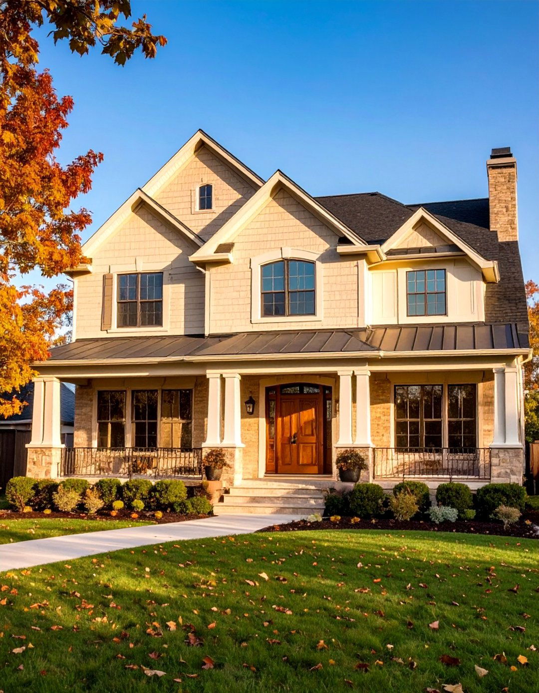 Blonde Brick with Cream and Gold Accents - 25 Blonde Brick House Color Schemes