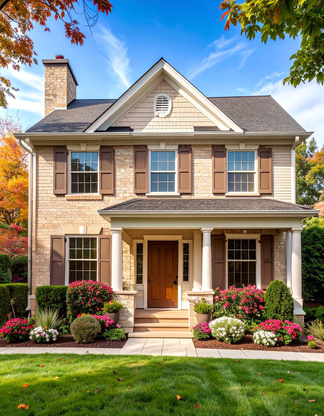 Blonde Brick with Taupe and Beige Trim - 25 Blonde Brick House Color Schemes