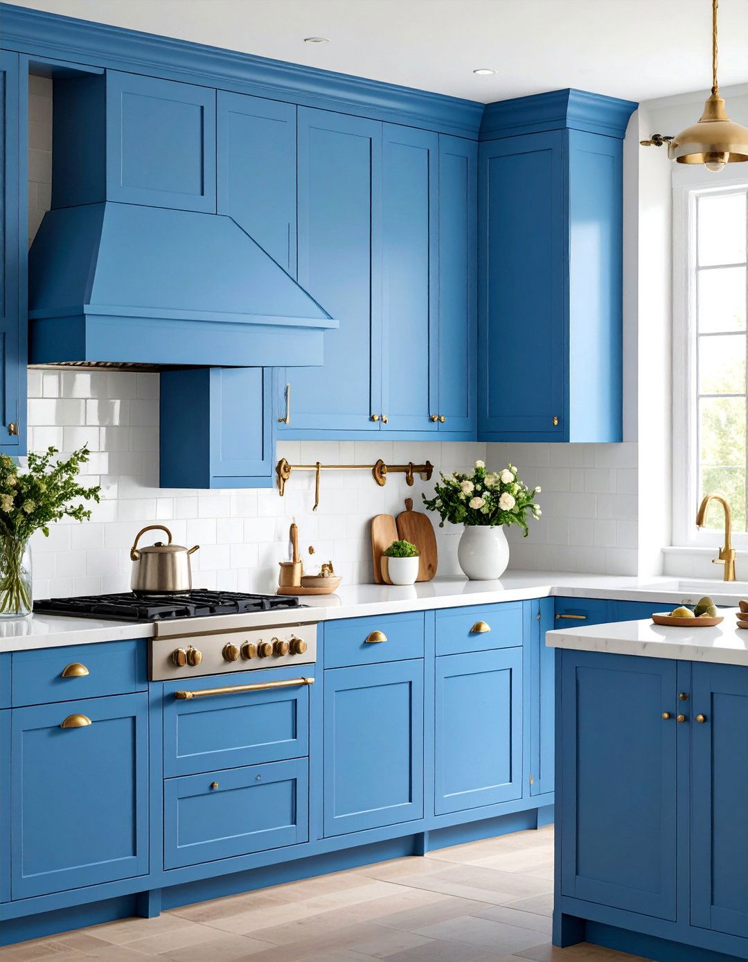 Blue Cabinets with Mixed Metal Hardware - 25 blue farmhouse kitchen cabinets