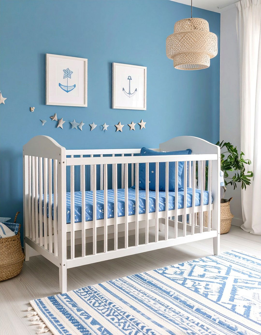 Blue Farmhouse Nursery with Coastal Elements - 25 Farmhouse Nursery Ideas