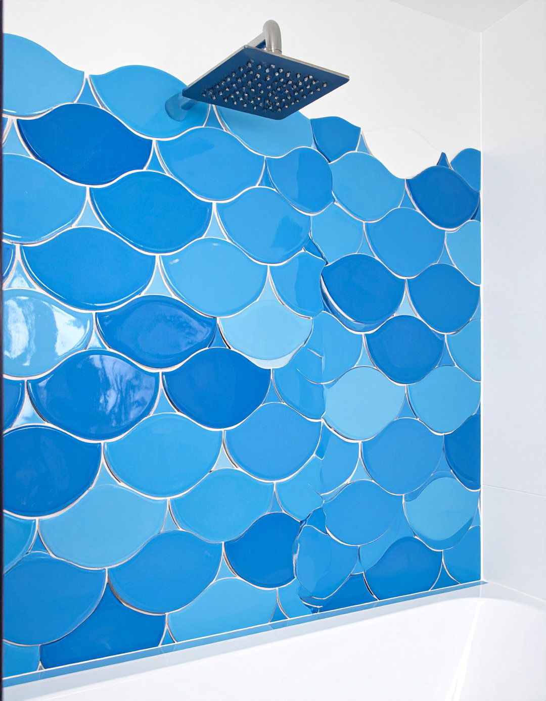 Blue Fish Scale Tile Applications - 25 Blue Tile Bathroom Ideas