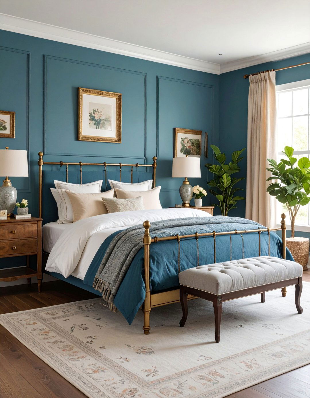 Blue Green Guest Bedroom with Vintage Touches - 25 Blue Room Ideas