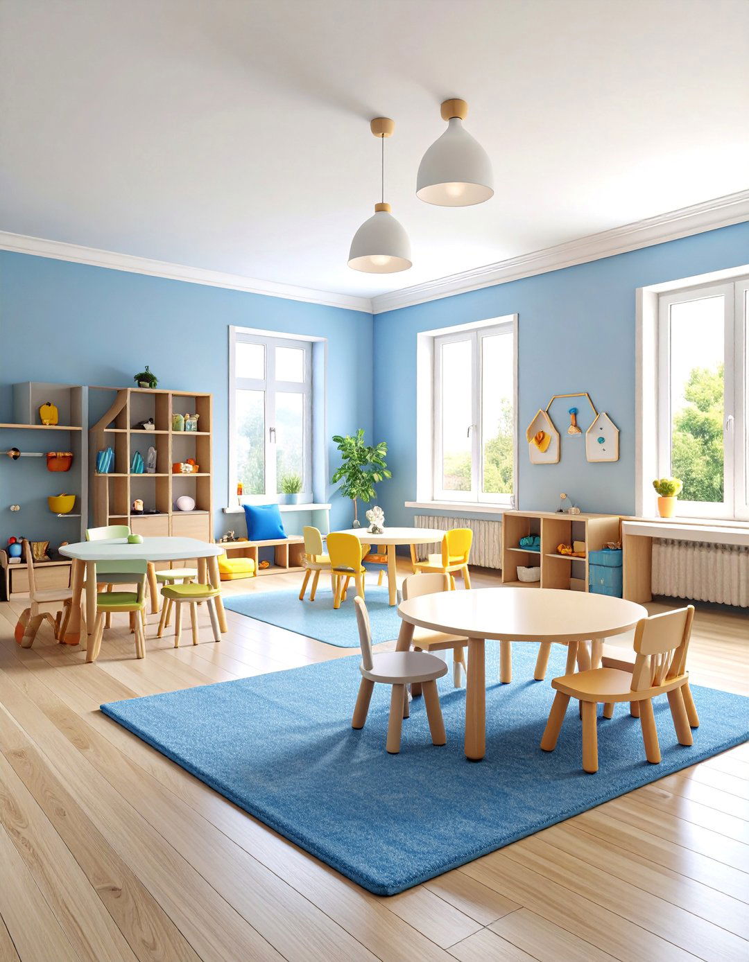 Blue Kids Playroom with Washable Surfaces - 25 Blue Room Ideas