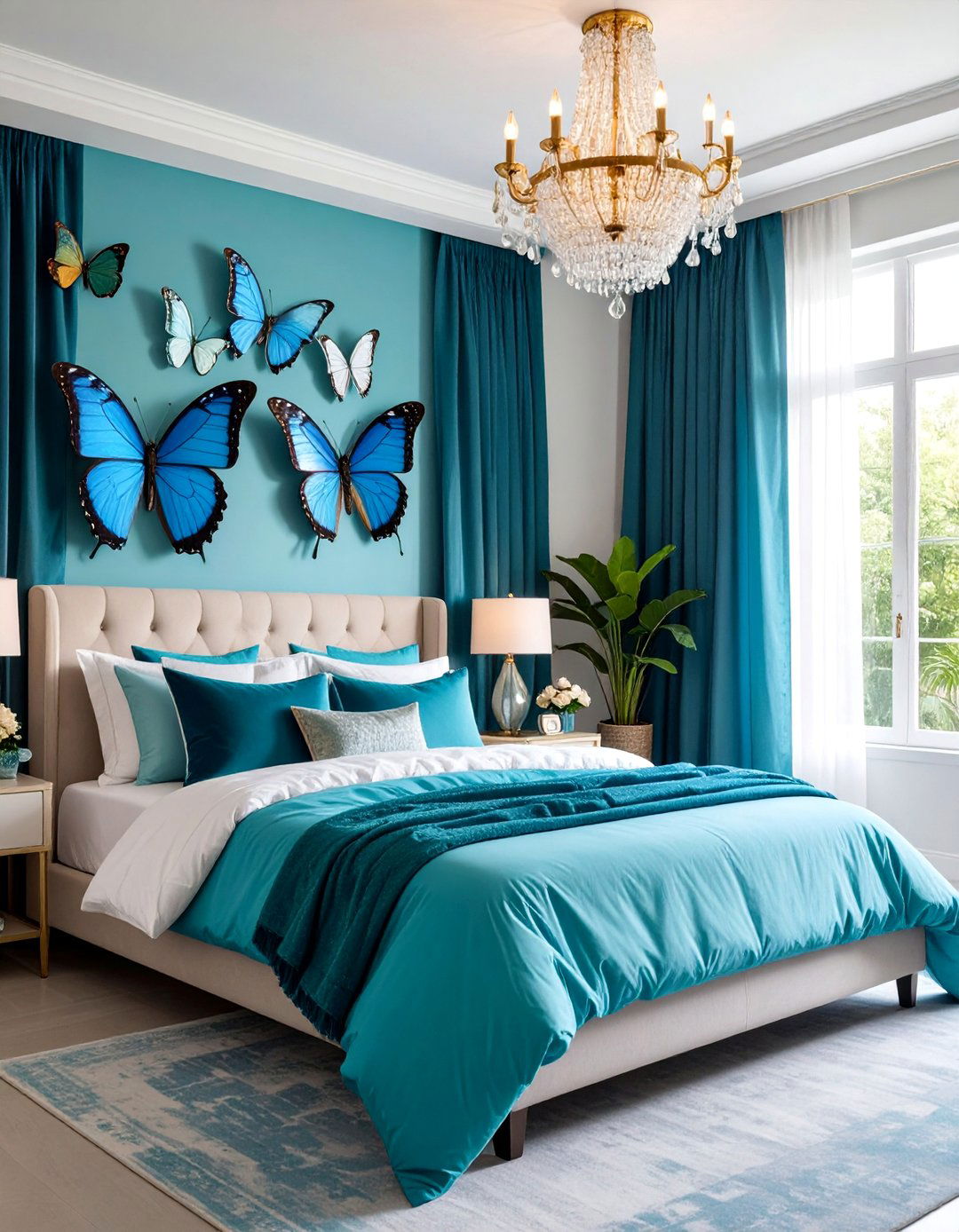 Blue Morpho Bedroom with Shimmering Accents - 25 Butterfly-themed Room Ideas