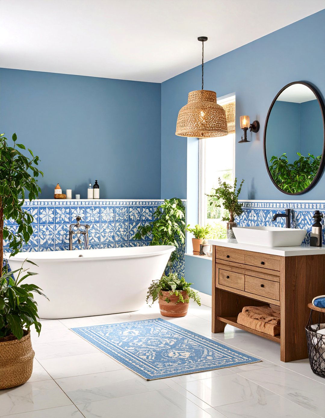 Blue Mosaic Tile Accent Wall with Mediterranean Flair - 25 Blue Accent Wall Ideas