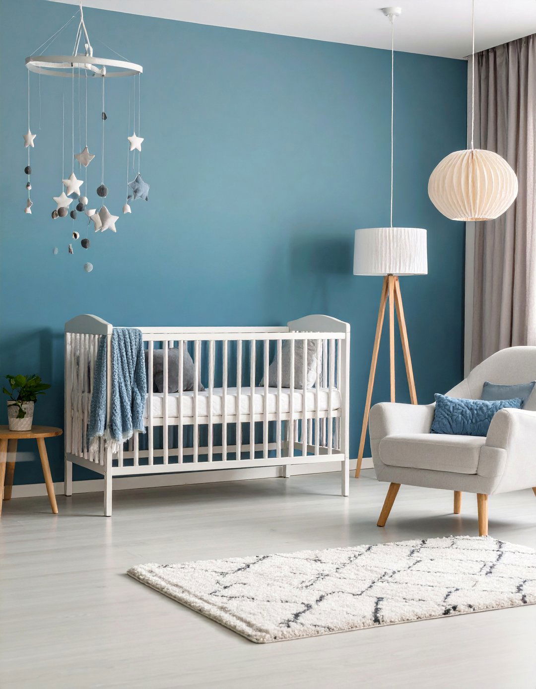 Blue Ombre Nursery with Gradient Wall Treatment - 25 Blue Nursery Ideas
