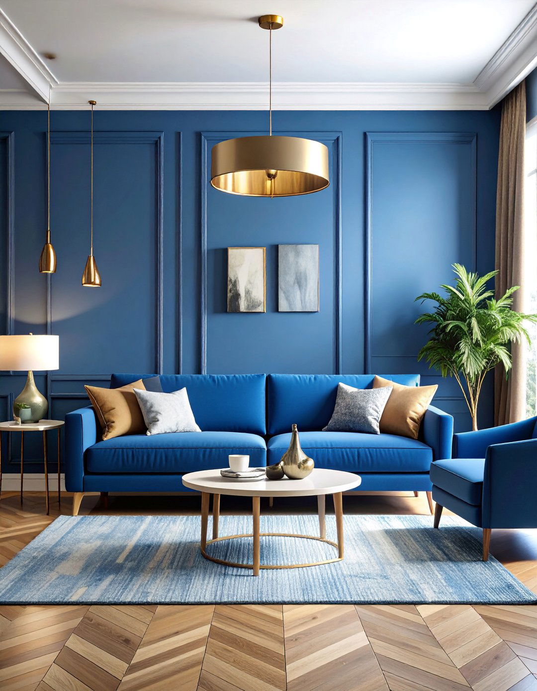 Blue Textured Accent Wall with Contemporary Sophistication - 25 Blue Accent Wall Ideas