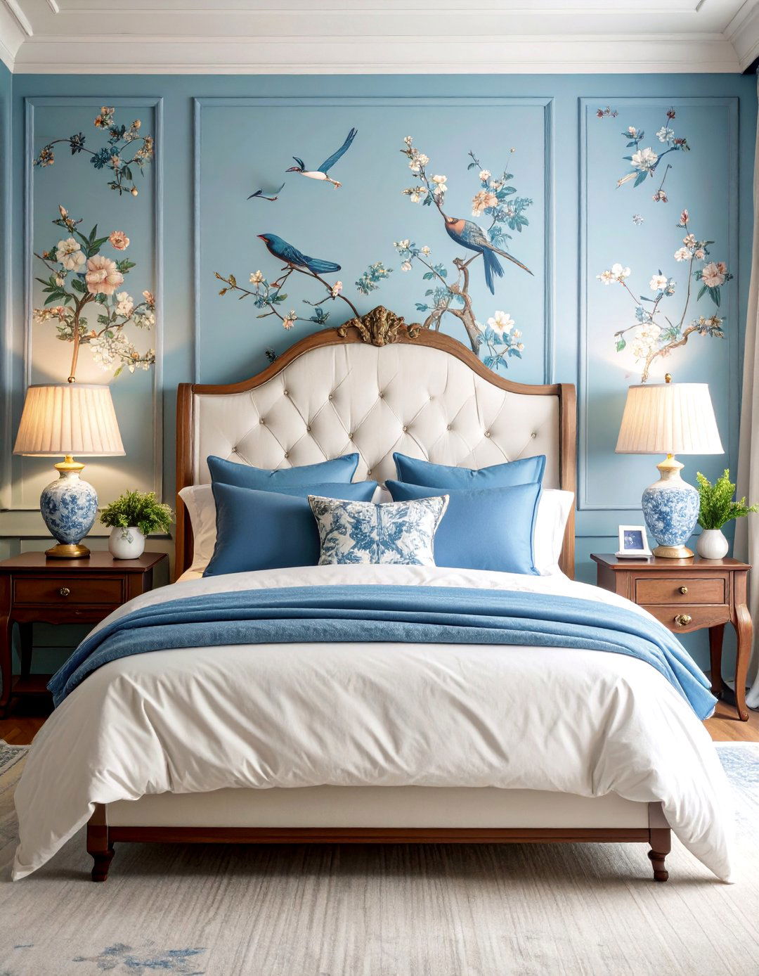 Blue and White Chinoiserie Grandmillennial Bedroom - 25 Grandmillennial Style Bedroom Ideas