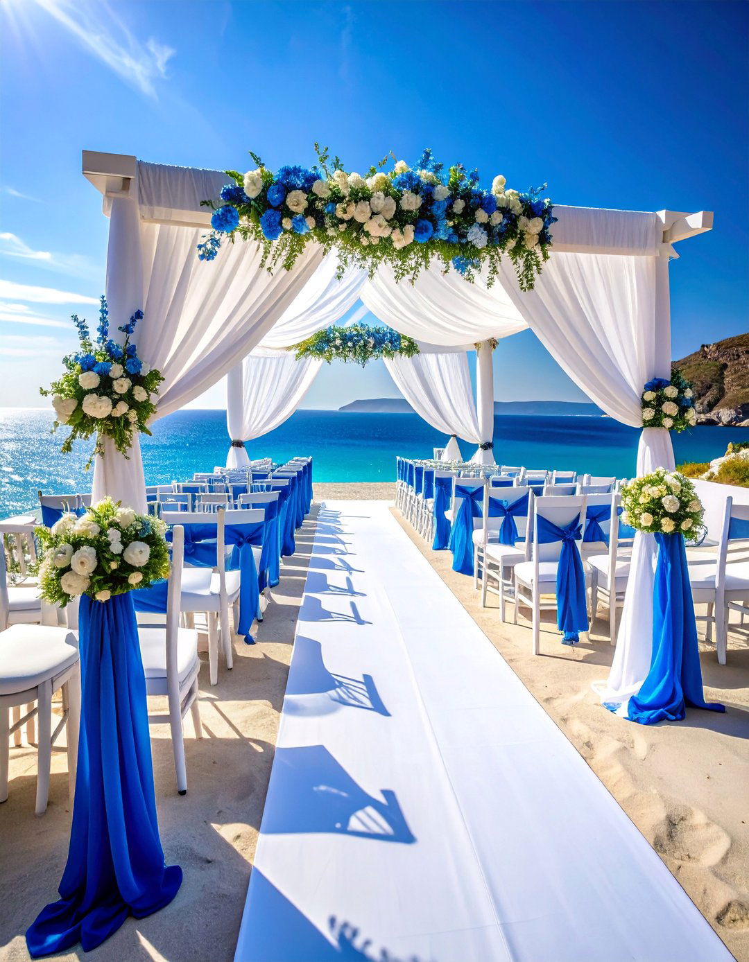 Blue and White Greek Island Beach Wedding with Mediterranean Flair - 25 Beach Wedding Ideas